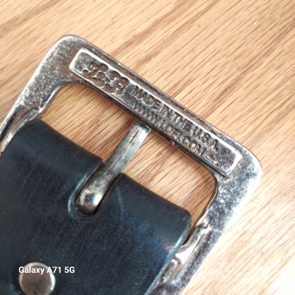 LoFi Black Leather Motorcycle Belt with Silver Buckle Embellishments 35" - Picture 6 of 9